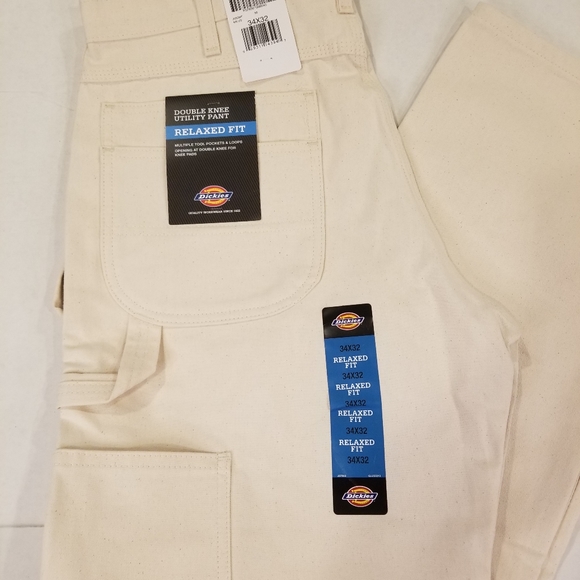 NWT Dickies Double Knee Utility Painter's Pants Natural Beige 34x32 Relaxed Fit - Picture 2 of 11